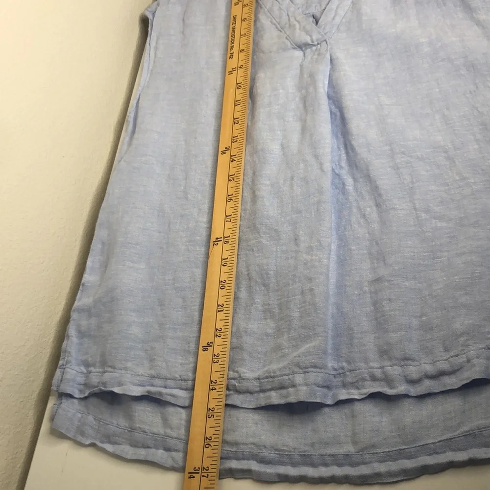 Cynthia Rowley Top Size Small Linen Split Neck Sleeveless Summer Fabric - Picture 8 of 12